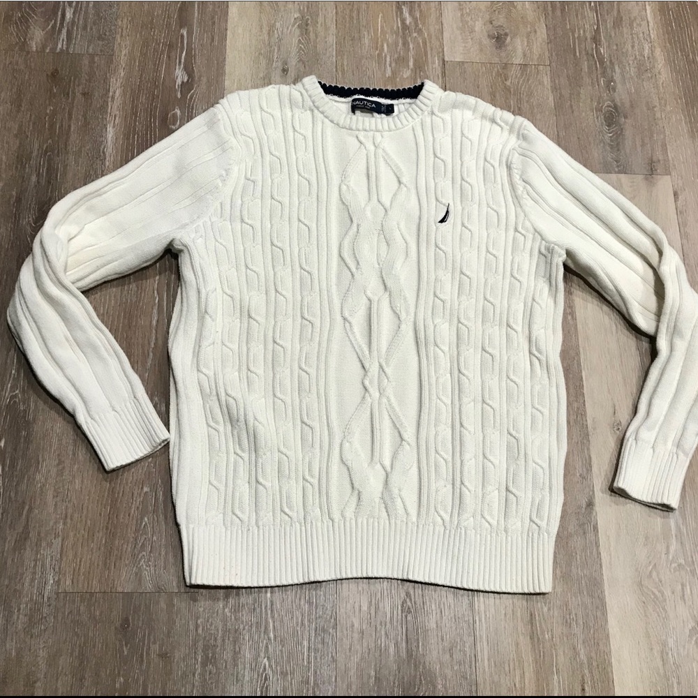 NAUTICA Cable-Knit Sweater Men’s L 100% Cotton.